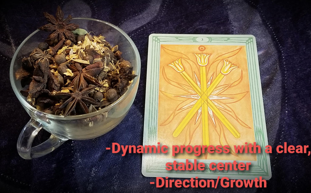 3 de Bastos/Virtud - Tarot y Té