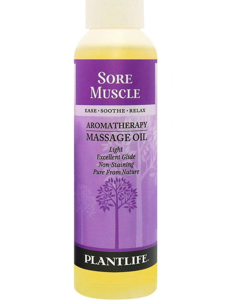 Huile de massage Plantlife pour les muscles endoloris, 4 oz.