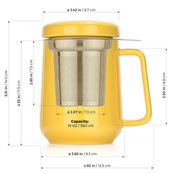 Peak Yellow Porcelain Mug With Infuser 19oz