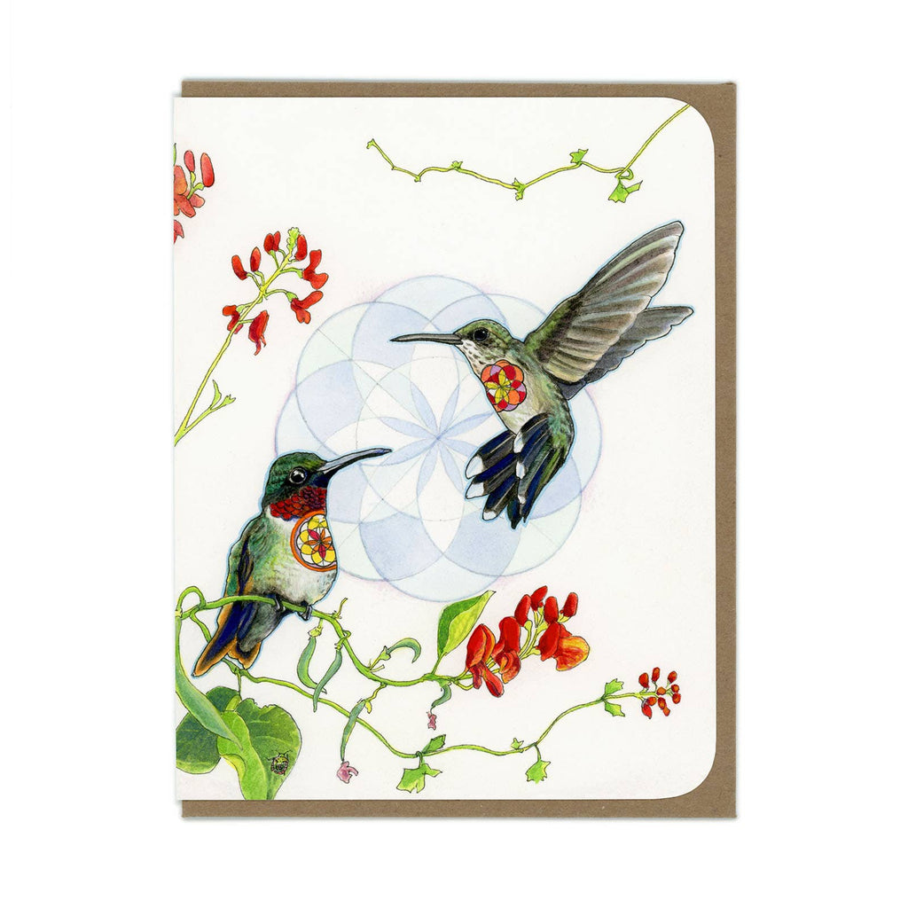 Ruby-Throated Hummingbirds - Blank Card