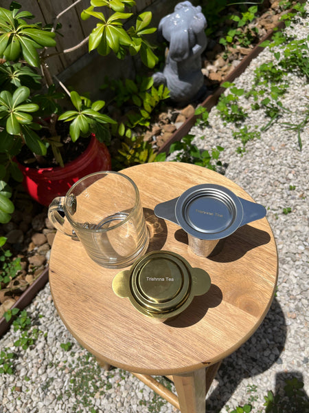 Silver & Yellow Gold Mesh Tea Infuser- Basket W/ Lid