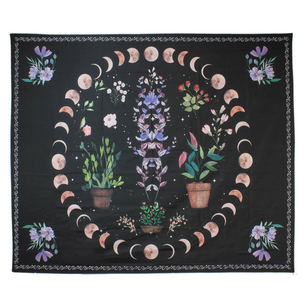 Succulent Moon Phases Wall Tapestry