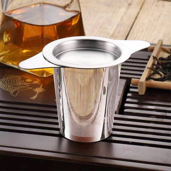 Silver & Yellow Gold Mesh Tea Infuser- Basket W/ Lid