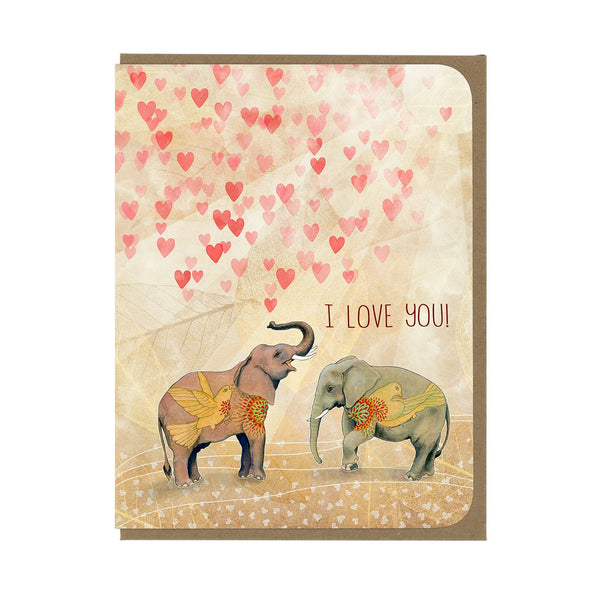 Love You - Elephants - Greeting Card