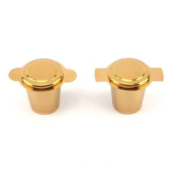 Silver & Yellow Gold Mesh Tea Infuser- Basket W/ Lid