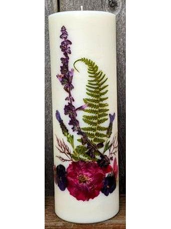 Pressed Flower Medium Pillar by Guinevere's Candles